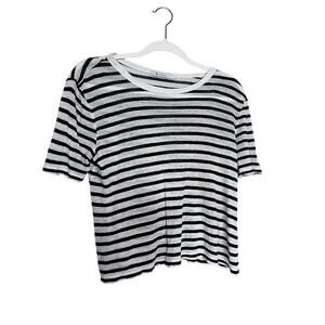 Alexander Wang Black White Striped Short Sleeve Top XS